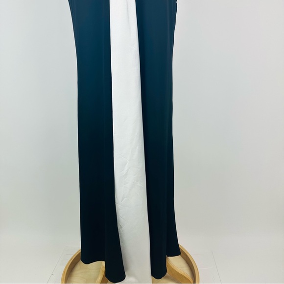 Jessica McClintock Black White Contrast Jersey Stretch Halter Dress Size 6 - Picture 4 of 12